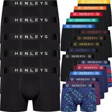 Image of Mens 5 Pack Shorts Ricochet HENLEYS Boxers Underwear Boxer Trunks Various
