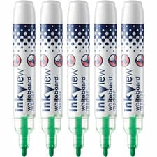 Image of Uni-Ball Inkview Whiteboard Marker Pens - Bullet Tip PWB-202 - Pack of 5 - Green