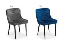Image of Julian Bowen Luxe Blue and Grey with Black Legs Dining Chair