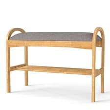 Image of 2-Tier Shoe Rack Bamboo Shoe Bench