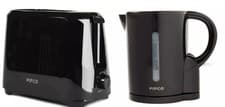 Image of BLACK 2 SLICE TOASTER DUAL CONTROL & BLACK 1.7 LITRE KETTLE CORDLESS JUG SET