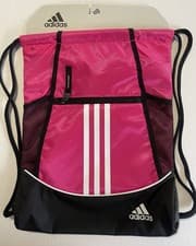 Image of adidas Alliance II Sackpack Pink Black Drawstring Gym Bag Unisex