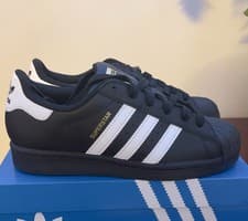 Image of Adidas Originals Superstar Black Trainers (UK Delivery)