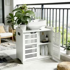 Image of Bathroom Under Sink Cabinet Basin Storage Cupboard Vanity Unit Furniture White