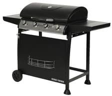 Image of George Foreman Gas BBQ Black 4 Burner with Wheels, Auto Ignition GFGBBQ4B
