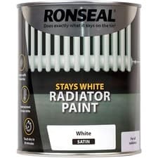 Image of Ronseal One Coat White Satin Radiator Paint 250ml Heat Resistant Finish