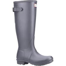 Image of Hunter Original Tall Back Adjustable Rubber Women's Black Wellington Boots New