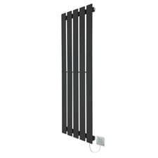 Image of Electric Designer Radiators Black Vertical Thermostatic Flat Panel 1250mm(h)