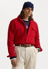 Image of New POLO RALPH LAUREN 100% Wool Warm Flannel Over Shirt - Deep Red - L - £399