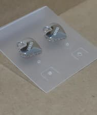 Image of Guess Silver, Crystal, Heart Shape Earrings / Studs  Brand New