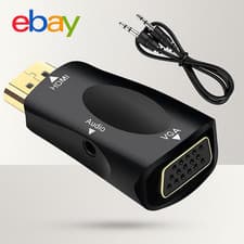 Image of HDMI to VGA Adapter Converter with 3.5mm Audio Jack Cable Male to Female Connect