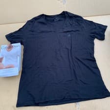 Image of Calvin Klein Liquid Cotton Curve Neck T-Shirt Slim Fit -XL-Black New RRP £34