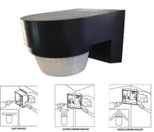 Image of 240° PIR Motion Sensor Black Outdoor IP65 3in1 Inner Corner Wall Mount Detector