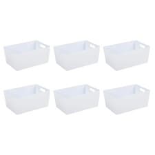 Image of Wham Storage Box White Plastic Rectangular Studio Utility Basket 4.02 - 6 Pack