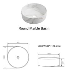 Image of Ceramic Wash Basin Sink Marble Effect Multi Type Bathroom Vanity Countertop Bowl