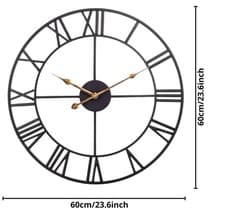 Image of Large Wall Clocks Roman Numerals Metal Indoor Big Round Open Face 60cm or 45cm