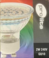 Image of 2 X RED GU10 LED Colour 48 LED 2W PROLITE