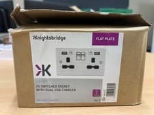 Image of Knightsbridge 13A 230V 2 Gang Switched Socket with dual usb charger - FPR9224BC