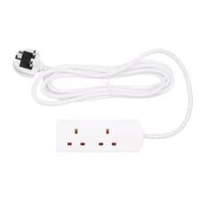 Image of 2 Way 2m Mains Extension Lead Gang Power Cable 2 Metre British Approved 13A