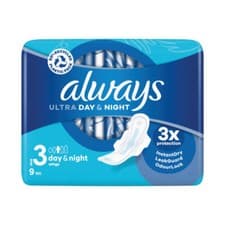 Image of Always Ultra Day And Night Sanitary Pads Wings Size 3 Packet x9 Pads Pack of 16