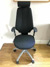 Image of BLACK FABRIC RH400 ERGONOMIC OFFICE CHAIR WITH HEADREST