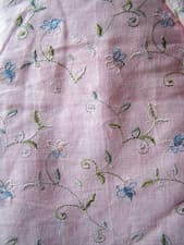 Image of Beautiful Embroidered PINK LINEN 7 yards 29" 54" Wide Quilting etc