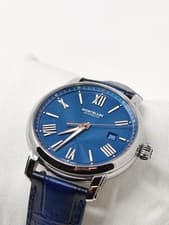 Image of MontBlanc Star Legacy Automatic Limited Mens Watch Date Blue Dial Leather 130956