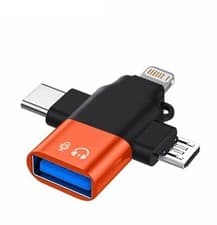 Image of Type C 3 in 1 Otg Adapter USB 3.0 OTG Adapter For Phone/USB Drive/Laptop Orange