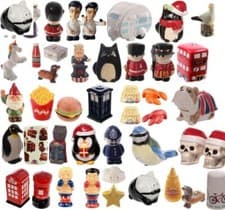 Image of Salt And Pepper Shaker Cellar Pots Porcelain Ceramic Set - Vintage Novelty Food 