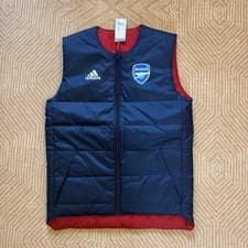 Image of Arsenal Adidas x TFL 21/22 S/M Travel Reversible Padded Gilet Vest Navy Red 2021