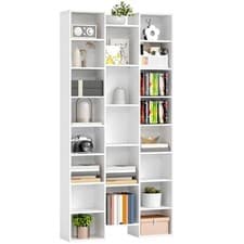 Image of HOMCOM Tall Bookshelf with 21 Compartments and 10 Adjustable Shelves, White