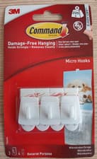 Image of 3M Command Damage Free White Micro Hooks Pack 3 With 4 Strips Holds Strongly