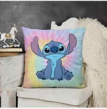 Image of Lilo & Stitch Cushion Cover Disney Tie Dye Rainbow Kids Bedroom Nursery 45x45cm