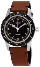 Image of Longines Heritage Skin Diver Automatic Steel Brown Leather Mens Watch L28224562