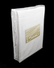 Image of White Striped Super King Size Fitted Sheet 100% Cotton Sateen 72" x 80" + 12"