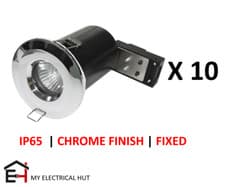 Image of Indoor Fixed IP65 FIRE RATED Recessed GU10 Downlight (Pack of 10) - CHROME