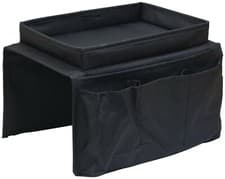Image of Armchair, Chair & Sofa Arm Rest Drinks Holder Remote Storage & Organiser - Black