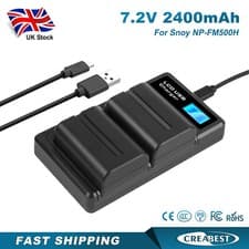Image of 2x 2400mAh NP-FM500H Battery+Dual Charger For Sony Alpha A100 A200 A57 A500 A350