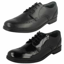 Image of Start-Rite Brogue Pri / Snr Kids Unisex Black Leather Lace Up School Shoes