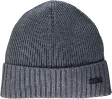 Image of Hugo Boss Men's Fati Ribbed Wool Knit Beanie, Medium Grey