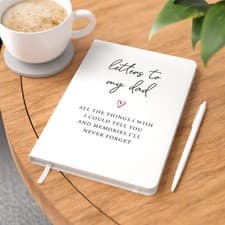 Image of Personalised Letters To My Dad Mum Memorial Grief A5 Notebook + Pen ANY NAME
