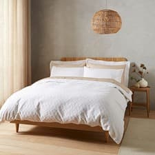 Image of Bianca Waffle Circles Textured 100% Cotton Duvet Cover and Pillowcase Set