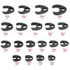 Image of 19PC Industrial 3/8" 1/2" Sq Dr Crowfoot Crowsfeet Crows Foot Spanner Wrench Set