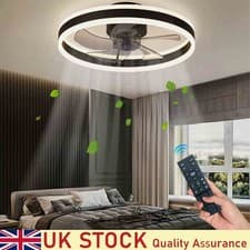 Image of LED Ceiling Fan Light Dimmable Livingroom Bedroom Chandelier Lamp With Remote