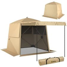 Image of Outsunny Pop Up Gazebo Waterproof with Awning 2 x 2 m Khaki
