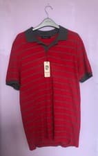 Image of Pierre Cardin Red Men’s Polo Shirt, Medium Size (M), Brand New, Unworn, Striped