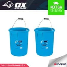Image of 2x OX Pro P110825 Plasterers Bucket 25L Plaster Mortar Deep Mixing Bucket