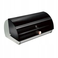 Image of Stainless Steel Bread Bin with Matte Black and Rose Gold Accents