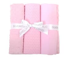 Image of Baby Girl Cot Bed Bedding Set Pink Silver Cloud 70/140cm