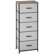 Image of HOMCOM 5 Drawer Fabric Chest of Drawers w/ Wooden Top for Hallway Grey